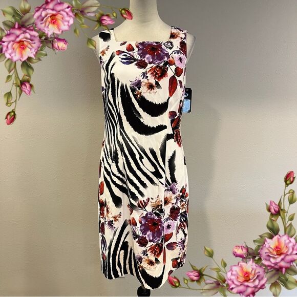 Clearance!!! Floral Zebra Print Sleeveless Dress - Picture 1 of 15